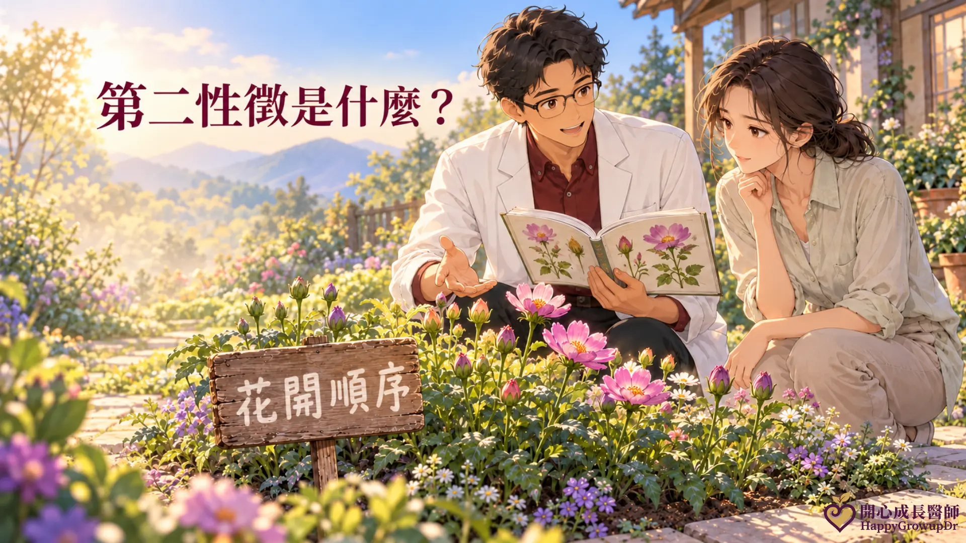 第二性徵封面圖:成長花園中花朵依序綻放